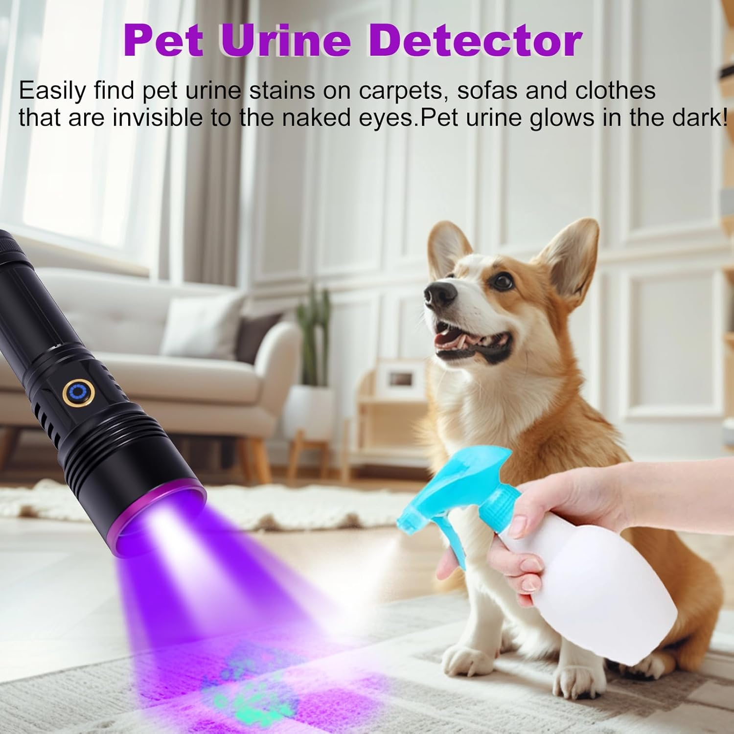 365Nm UV Light Torch, Powerful Black Light Torch With, Rechargeable UV Resin Light, Professional UV Flashlight for Pet Urine Detection, Resin Curing, Rocks, Scorpion image number 5