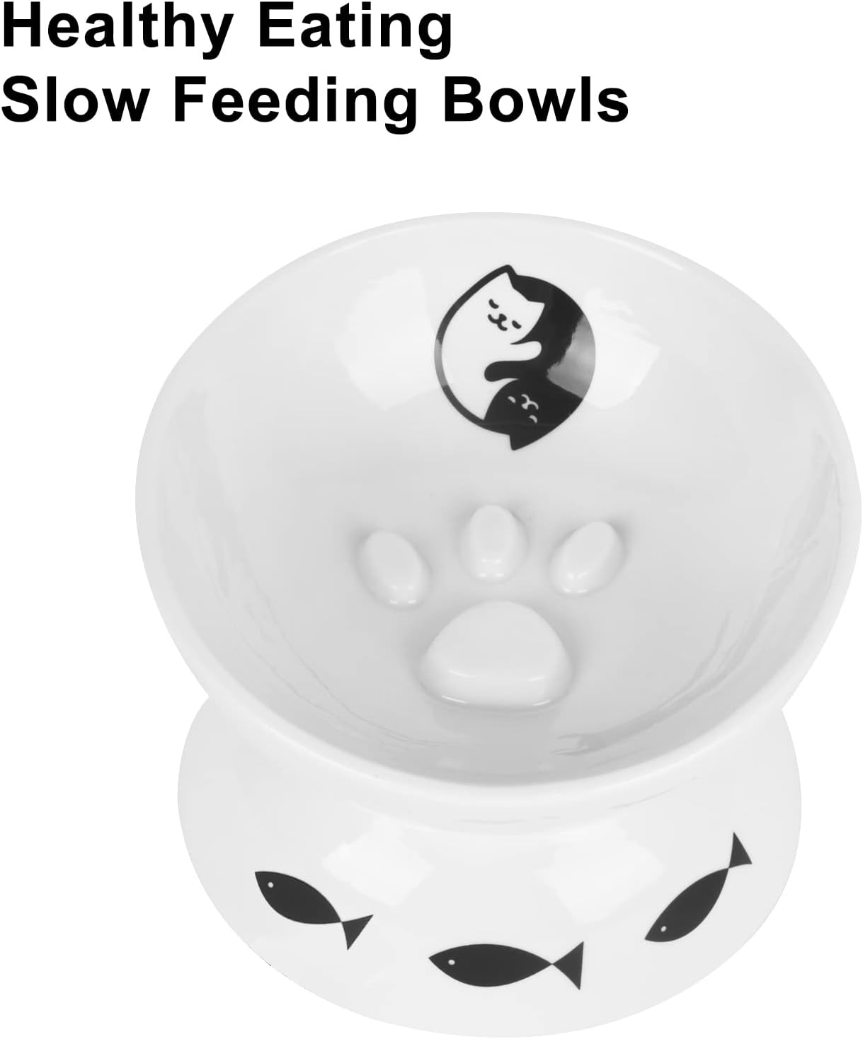 Vencer Cat/Small Dogs Slow Feeding Bowls, Raised Cat/Dog Food Bowl/Water Bowl,Elevated Cat Dog Dish,Pet Bowls for Cats or Small Dogs,Vcb-005 image number 1
