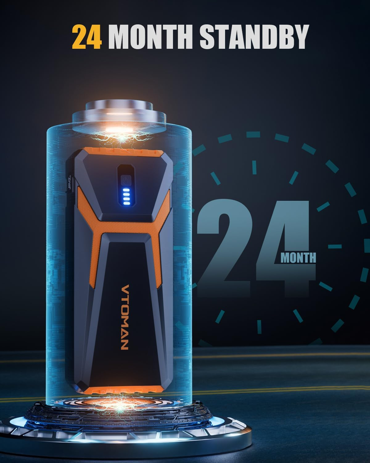 VTOMAN V10 3500A Jump Starter, Portable Car Starter (9.5L Gas,7.5L Diesel Engine) 12V Lithium Jump Box, Auto Battery Booster Power Pack, Car Battery Charger Jumper Starter with Type C Quick Charge image number 4