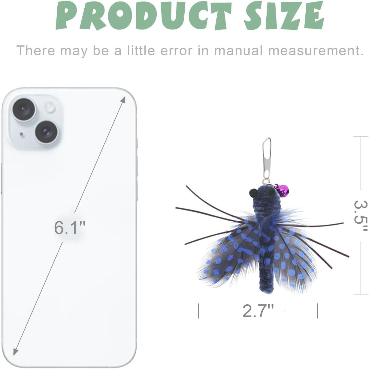 SONGWAY Cat Toy Wand Replacement - 6 Feather Wings Insect Cat Toys, Cat Feather Toy Refills, Cat Teaser Wand Attachments, Interactive Cat Toys for Indoor Cats