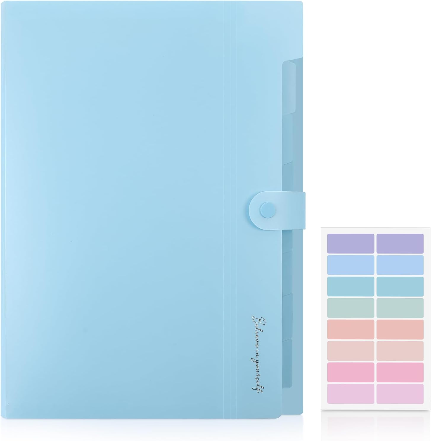 SKYDUE Expanding File Folder with 5 Pockets, Accordion File Organizer,Portable Receipt Paper Documents Organizer,Letter Size Filing Folder School Office Supplies,Lightblue image number 2