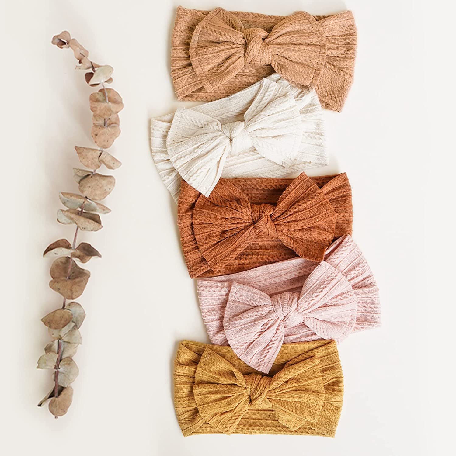 Prohouse 12 Pack Baby Nylon Headbands Hairbands Hair Bow Elastics Handmade Hair Accessories for Baby Girls Newborn Infant Toddlers Kids(Terracotta) image number 5