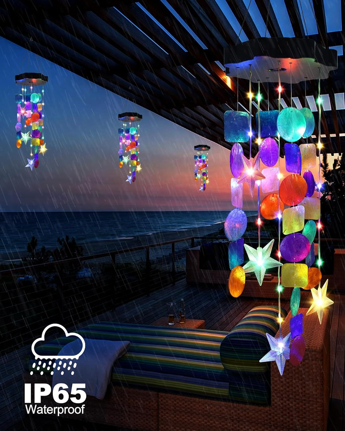 Toodour Solar Decorative Lights Outdoor, Colorful Shells Lights Gifts for Mom Grandma Women Wife Girls, Solar Wind Chimes outside Decorative Mobile Lights for Holiday Garden Porch Yard Window Decor image number 4
