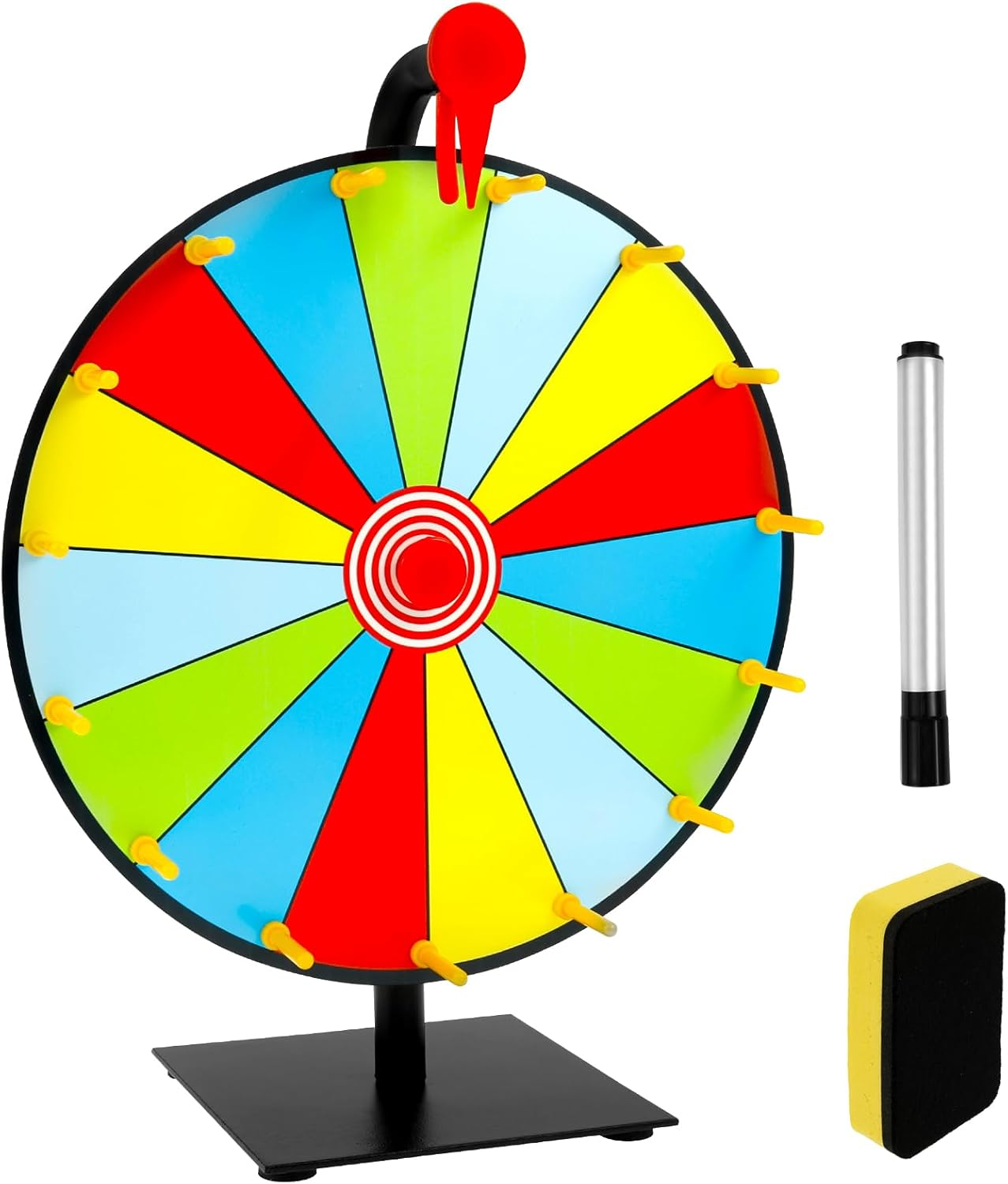 11.8Inch Spinning Prize Wheel Tabletop 15/10 Slots Color Roulette Spinner DIY Interactive Spin Wheel with Eraser and Pen Erasable Tabletop Roulette Spinner for Home Trade Show Party (10 Slots)