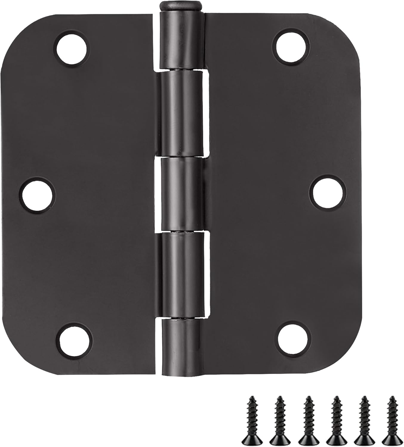 Design House 188904 6-Hole 3.5-Inch X 3.5-Inch 5/8-Inch Radius Door Hinge, Matte Black, 3-Pack
