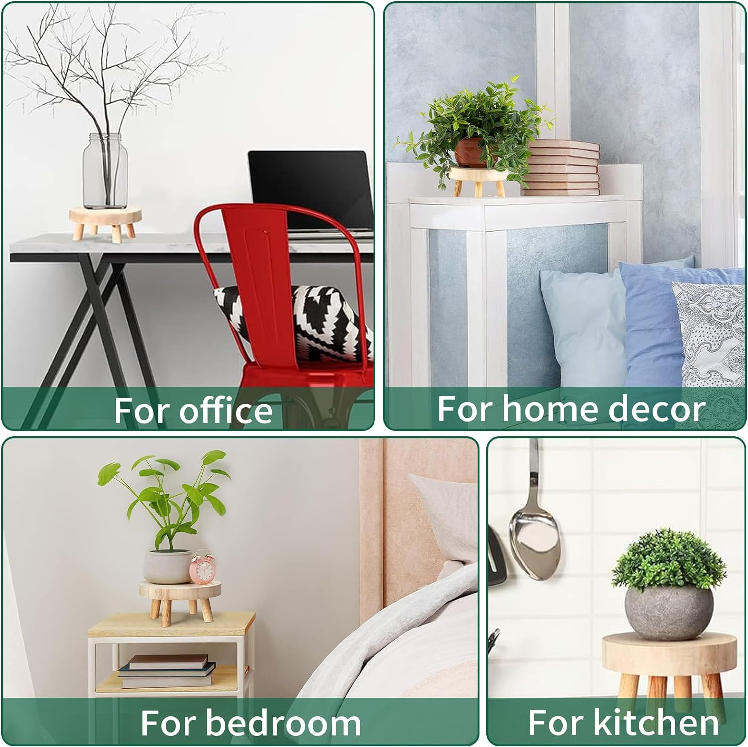 Wooden Plant Stool, Mini Wooden Stool Display Stand, round Decorative Flower Shelf Bonsai Rack, Small Table Succulents Flower Shelf, Modern Plant Stand for Indoor Outdoor Decoration, Garden Holder (S) image number 4