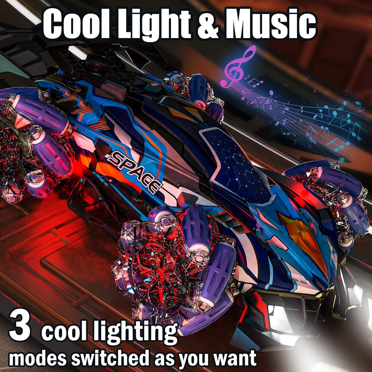 Remote Control Car for Kids Toys RC Stunt Car 360&deg;Rotating RC Cars with Music 4WD off Road Radio Controlled Truck 2.4Ghz Outdoor Toy RC Drift Car for Boys (Blue) image number 6