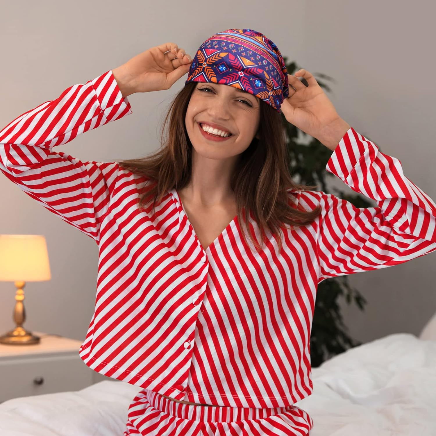 Sintege 6 Pcs Satin Lined Bonnet Sleep Cap for Women Men African Silk Soft Beanie Hair Sleep Wrap for Natural Curly Braids image number 5