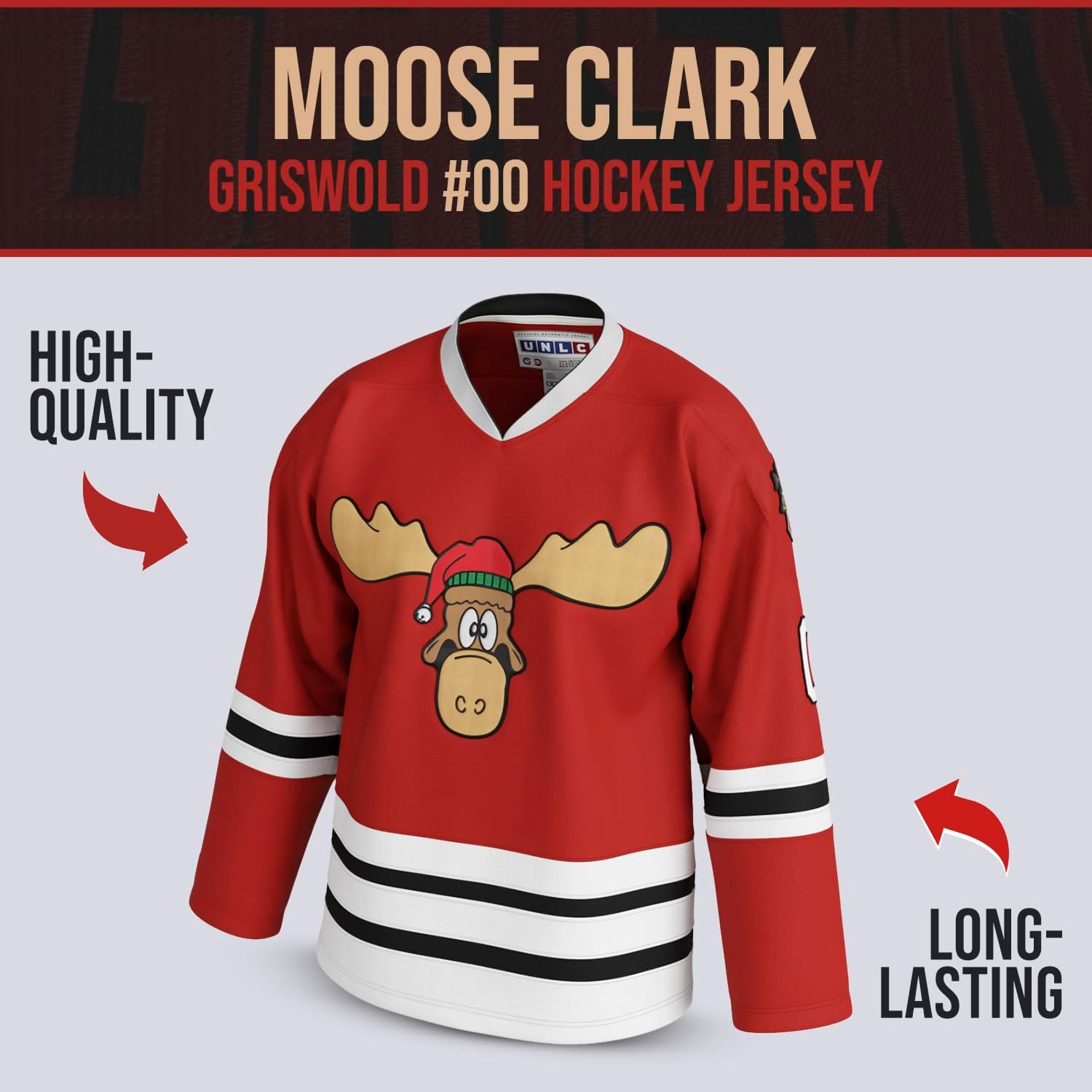 UNLC Eway Clark #00 Griswold Hockey Jersey Red image number 1