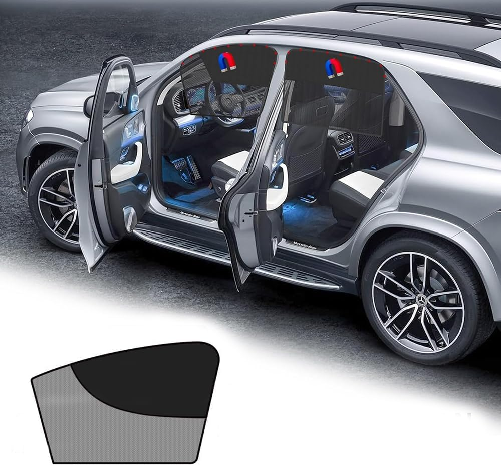 Driver Side Window Shade with Blackout Layer Foldable Desgin Adjustable Half-Blackout & Mesh-Through Car Window Cover for Driver Side Privacy and Visible for Most Cars for Camp,Travel, Nap(Black)