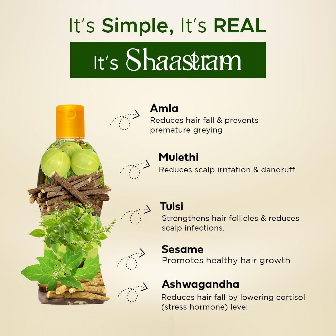 Shaastram Amla & Mulethi Hair Oil 200Ml | Hair Growth & anti Hairfall Oil | for Dense, Strong & Smooth Hair | Deep Nourishment | anti Frizz & Hair Strengthening | for Women & Men image number 6