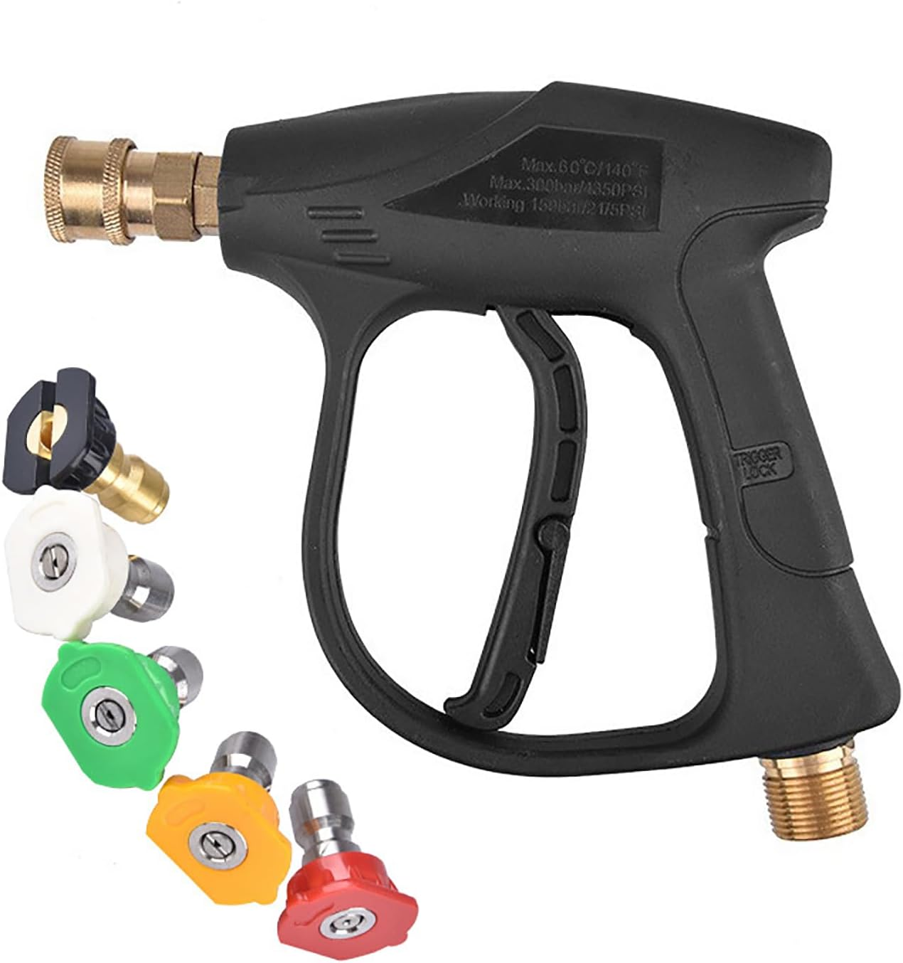 Brass Pressure Washer Gun Adapter with 1/4" Female Quick Connect Fitting,With 5-Pack Nozzles Spray Tips Multiple Degrees,Fit K Archer K Series,Nice with Foam Cannon