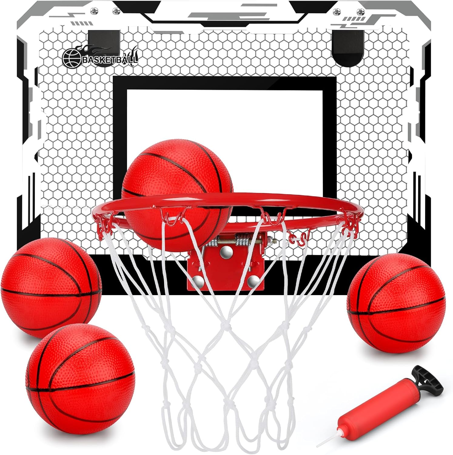 Mini Basketball Hoop for Children Adults, over Door Basketball Hoop with 3 Rubber Balls, Sports Party Favour for Home Office Door Wall, Gift for Boys Girls