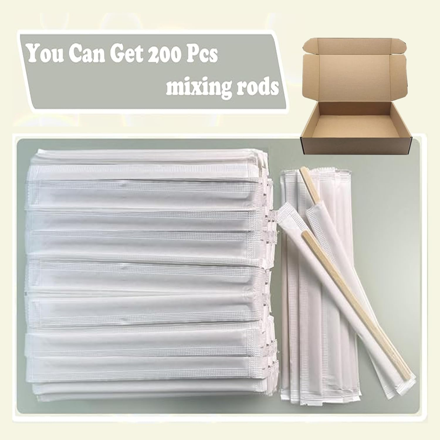 Lxcshljx 200Pcs Individually Wrapped Coffee Stirring Sticks, 5.5 Inch Disposable Bamboo Beverage Mixing Rod, round End Hot Drinks Stirrers Paddles, Stir Sticks for Cocktail Tea Coffee Honey Milk Paint image number 5