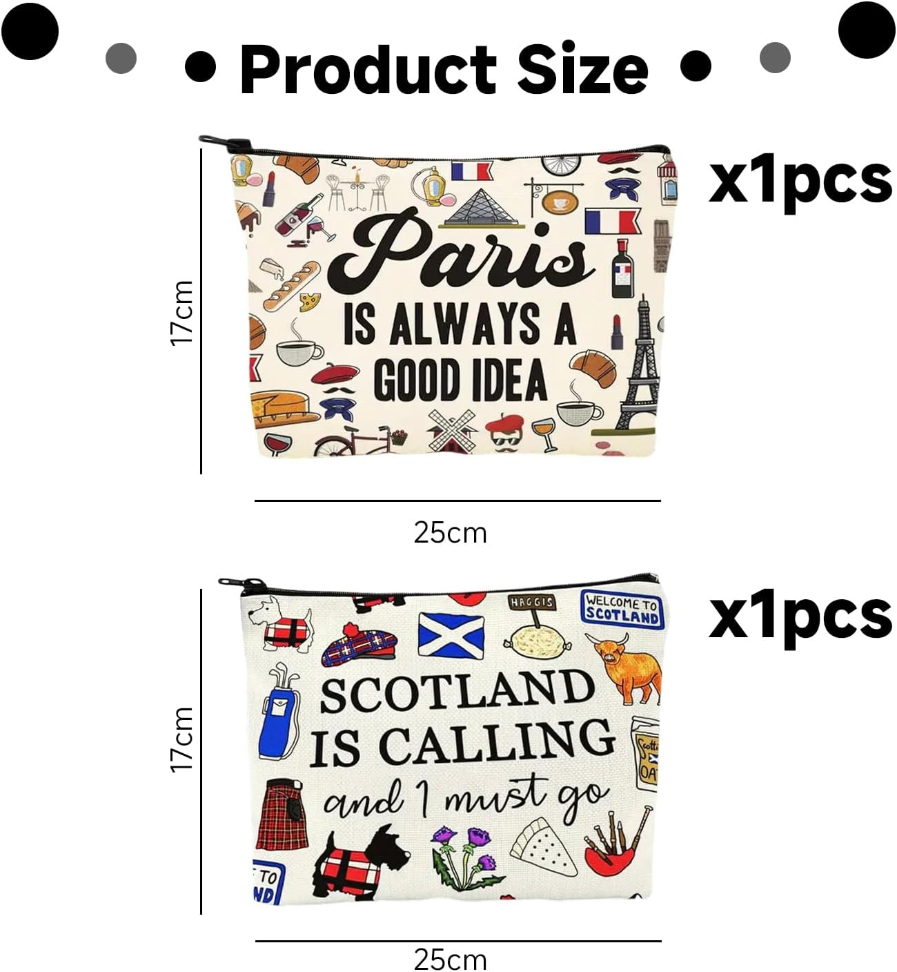 2 Pieces Cartoon Printed Storage Bag, Funny Makeup Bag, Driving Bag, Multifunctional Storage Bag image number 1