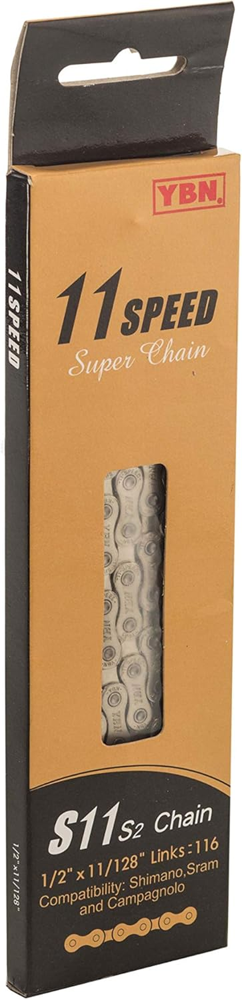 YABAN Bicycle Chain - 11 Speed S2 - 1/2 X 11/128, 116L, 5.5Mm - SILVER/ GREY