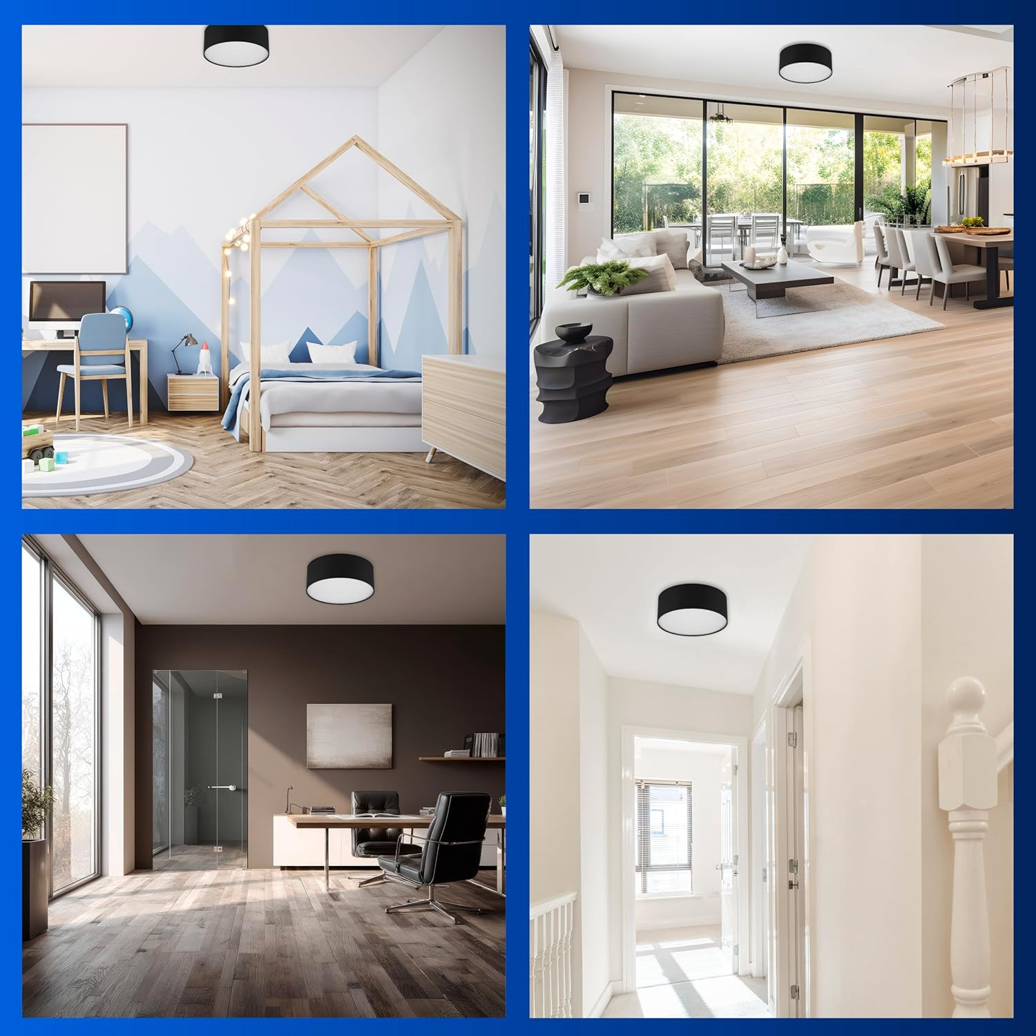 REV Ceiling Lamp round 30Cm with Fabric Shade in Modern Style - Ideal for Bedrooms, Living Rooms and Children'S Bedrooms, Black image number 4