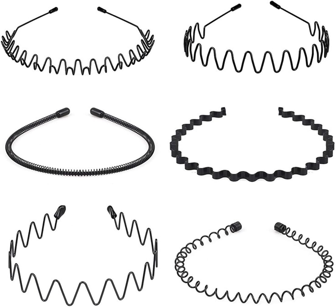 Laroal 6 Pack Headbands for Men Women Black Hair Band Spring Wave Makeup Sports Suitable for Washing Face Hairdressing image number 6