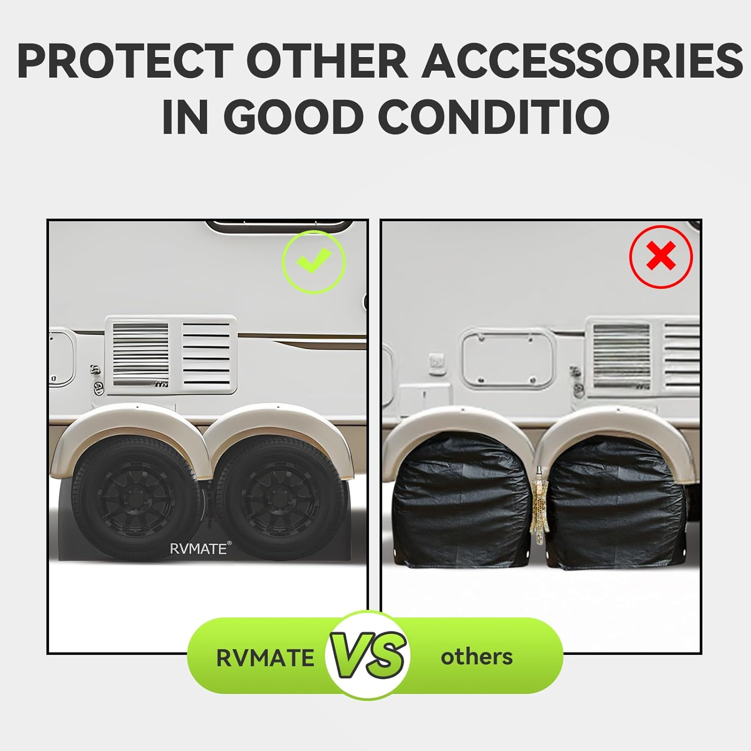 RVMATE RV Tire Covers, Dual Axle Wheel Cover (2 Pack) Fits 24"-27" Diameter Tires, Waterproof Anti-Uv 420D Oxford Black Dual Tire Covers RV Accessories for Rv/Truck/Trailer image number 4