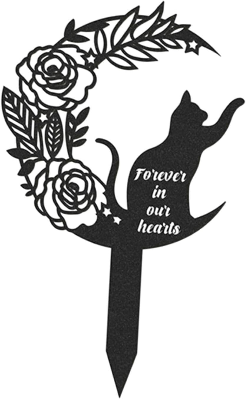MFMEXUL Cat Memorial Post, Pet Memorial Grave Marker, Silhouette, Statue, Cat, Metal, Decorative Stake for Garden, outside Terrace, Courtyard image number 1