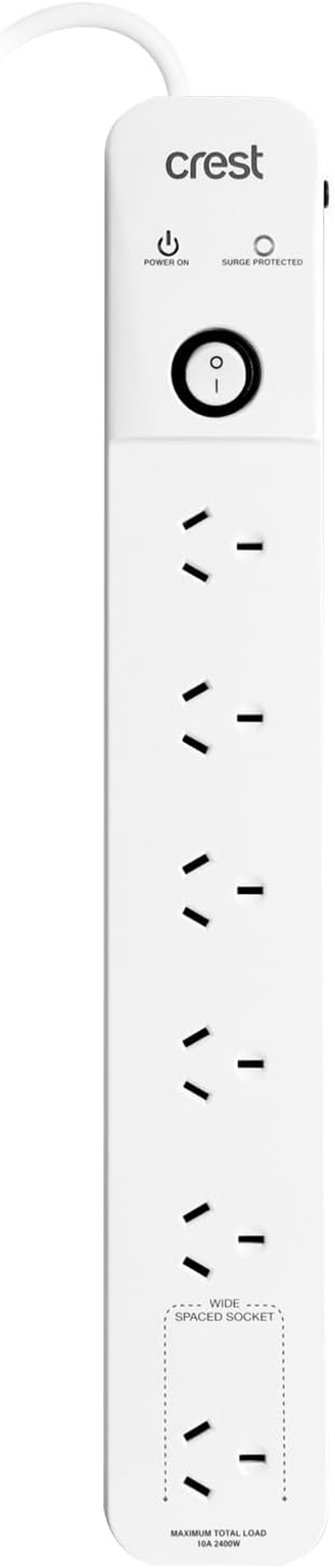 Crest Power Board 6 Socket 1 Switch Surge Protected 1.2M