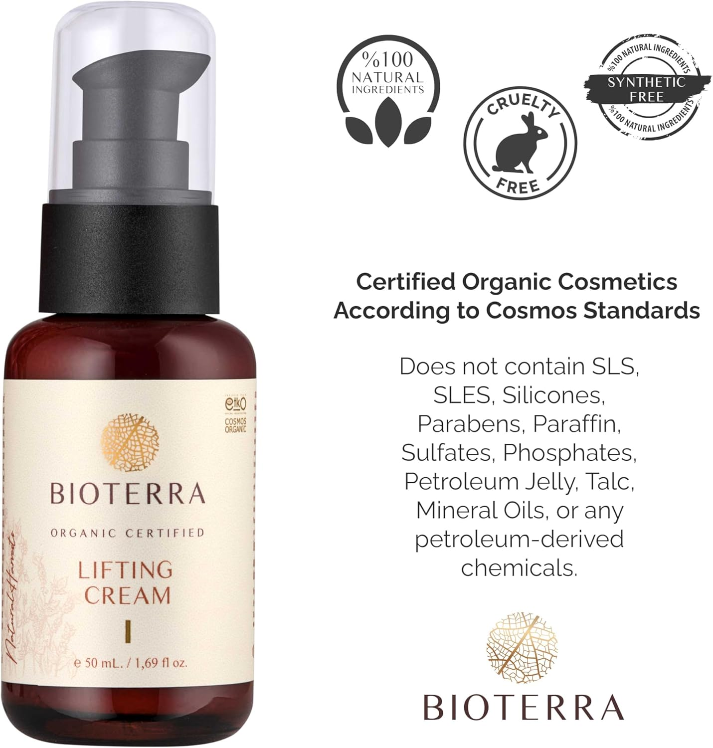 BIOTERRA Collagen Booster Lifting Cream &ndash; Face Moisturiser with Donkey Milk & Aloe & Coconut Oil - Anti-Aging Skin Tightening Cream to Reduce Wrinkles - 100% Natural Firming Face Cream for Smooth & Youthful Skin - Day and Night Skincare for All Skin Types - Dermatologist Tested (50Ml) image number 5
