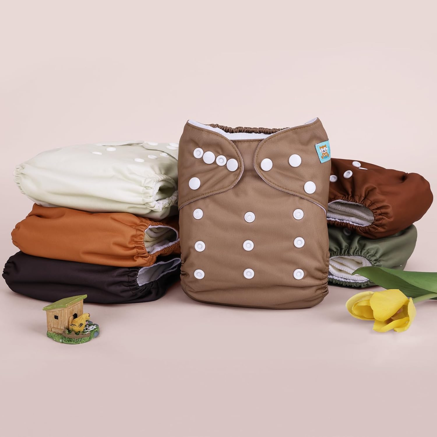 ALVABABY Baby Cloth Diaper 6 Pack with 12 Inserts One Size Cloth Diaper Covers Adjustable Washable Reusable for Baby Girls and Boys 6BM112-AU