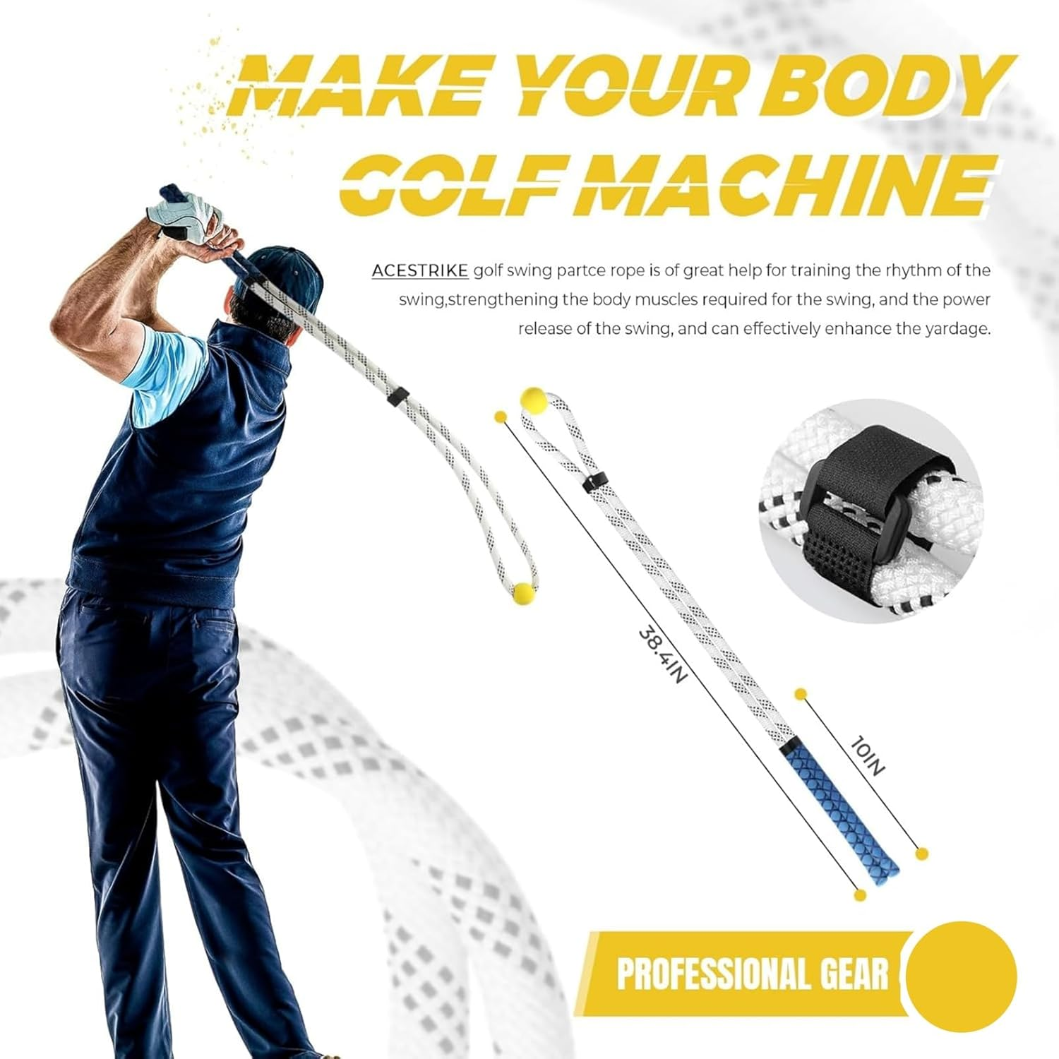 Zeyfon Golf Rope Swing Trainer, Golf Tyro Posture Corrector Professional Golf Training Aid, Master Tempo Golf Warm-Up Practice Equipment with Weighted Ball for Golfers of All Levels image number 1