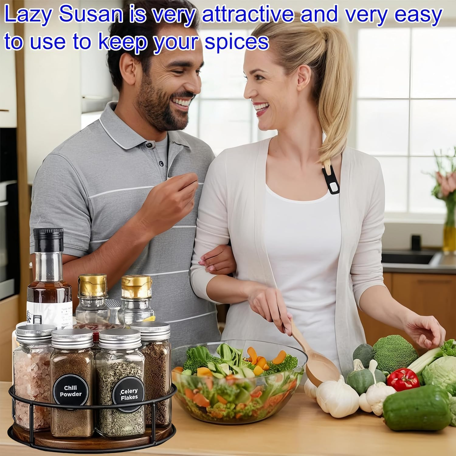 Lazy Susan Turntable for Cabinet,Lazy Susan Organizer,Table Top, Kitchen,Bathroom,Pantry, Spice Organization,Wooden 360&deg;Spinning Tray image number 4