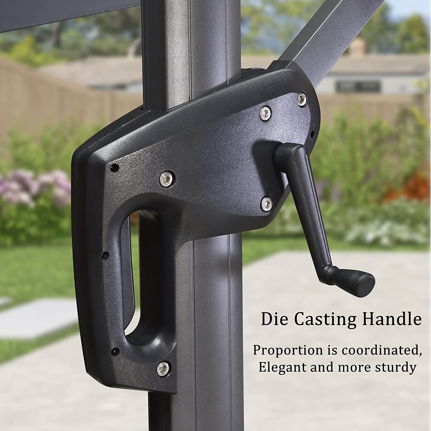 Purple Leaf 2.5X2.5 M Large Patio Umbrella Outdoor, Cantilever Umbrella with Crank Handle and Tilt,Offset Umbrella for Deck and Outdoor Beige