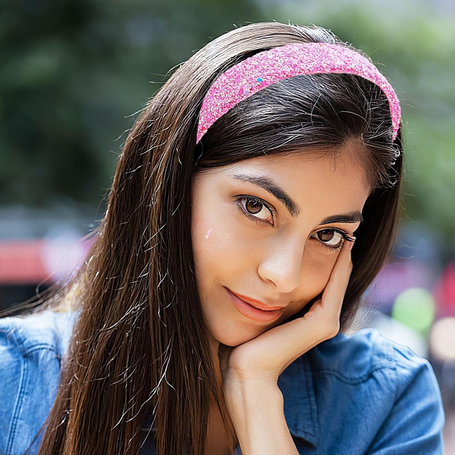 3 Pieces Shiny Hair Bands, 3 Pieces with Colon Hair Rings, Cute and Fashionable, Colourful Hair Accessories for Girls, Non-Slip and Fixed Decoration. image number 2