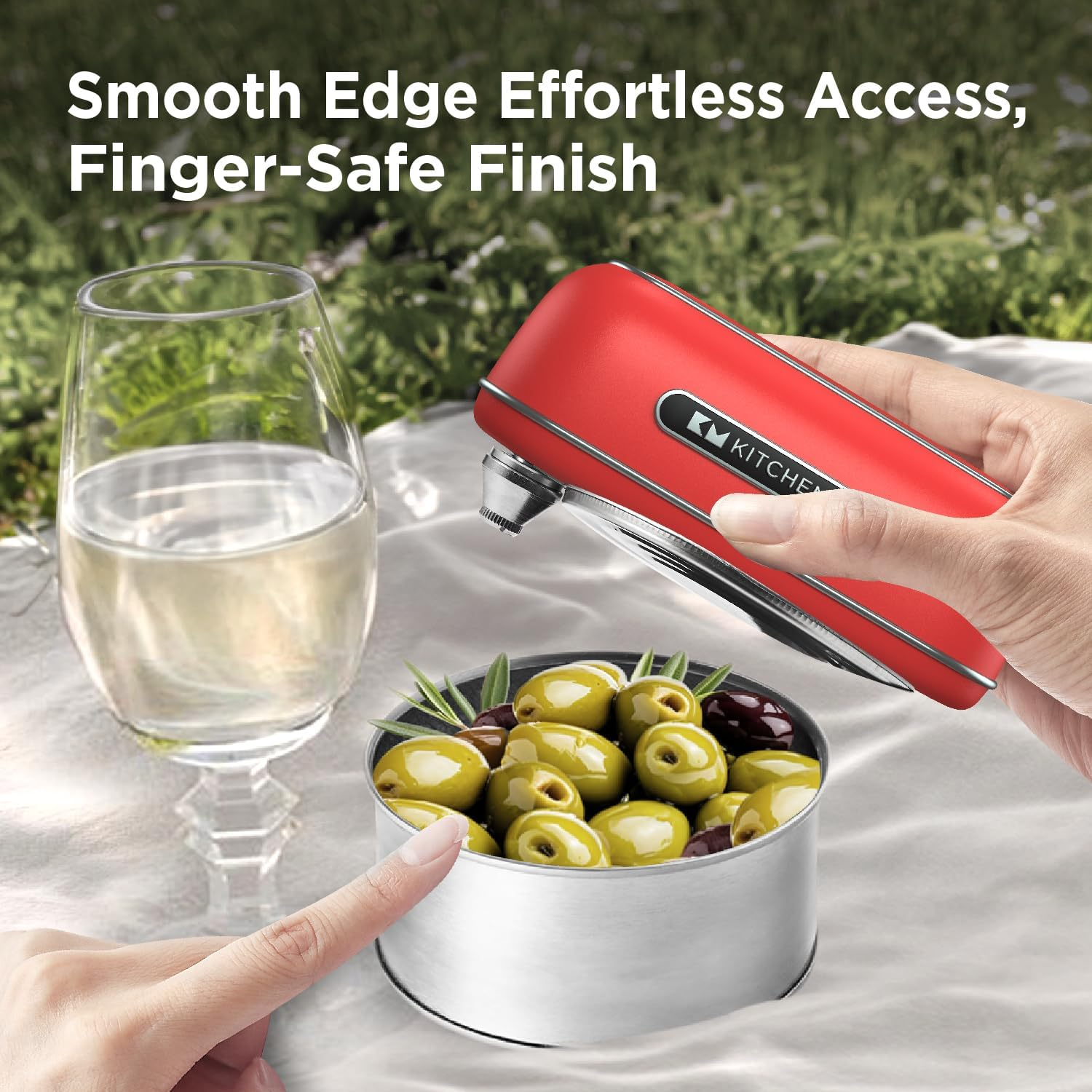 Kitchen Mama Orbit One Rechargeable Can Opener : Hands-Free Operation, Type-C Charging, Automatic Shut-Off, Smooth Edge, Professional-Grade Blade for Large Cans, Includes Elegant Storage Box (Red) - Silver image number 7