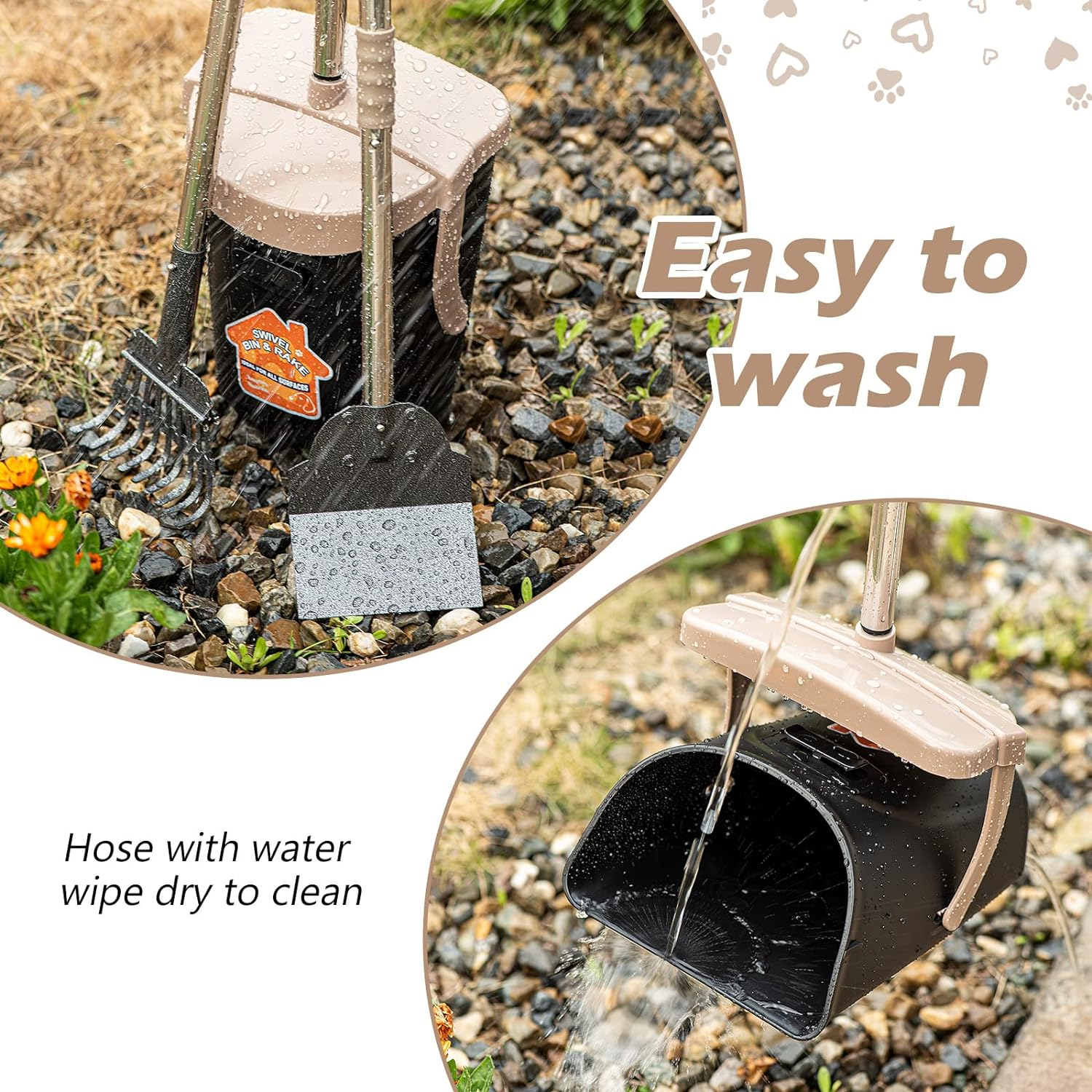 Pooper Scooper Large Swivel Bin,Heavy Duty Metal Rake&Spade for Large & Small Dogs Non-Breakable Dog Poop Scooper with 20 Waste Bags Easy to Clean Pet Waste Use on Grass, Dirt or Gravel - Pet Supplies image number 4