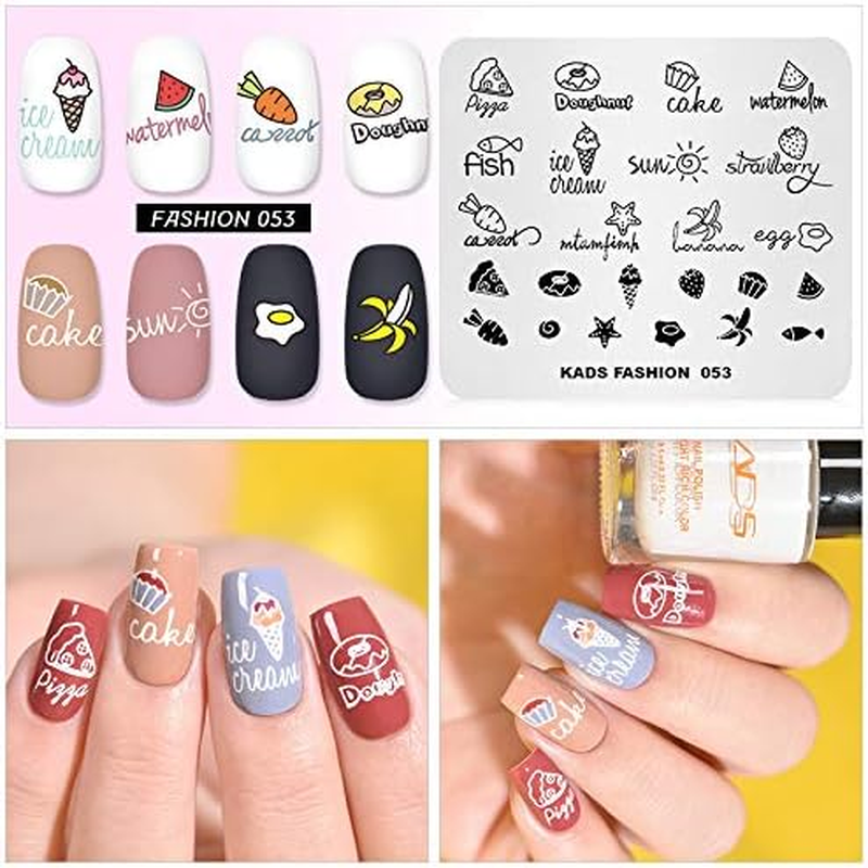 Nail Stamping Plate Fashion Food Fruit Summer Cake Fish Ice Cream Theme Multi-Pattern Stamp Print Image Stamp Template Nail Art for Nail Design image number 1