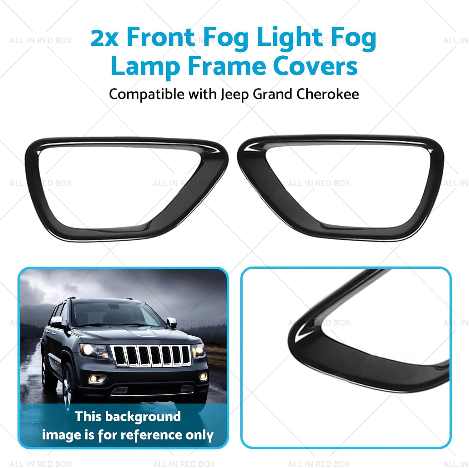 MAX COOL 2PCS Front Fog Light Cover Trim Fog Lamp Frame Covers Suitable for Jeep Grand Cherokee 2014-2016