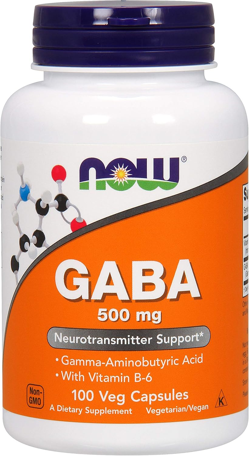 NOW Foods - GABA with Vitamin B6 500 Mg. - 100 Capsules