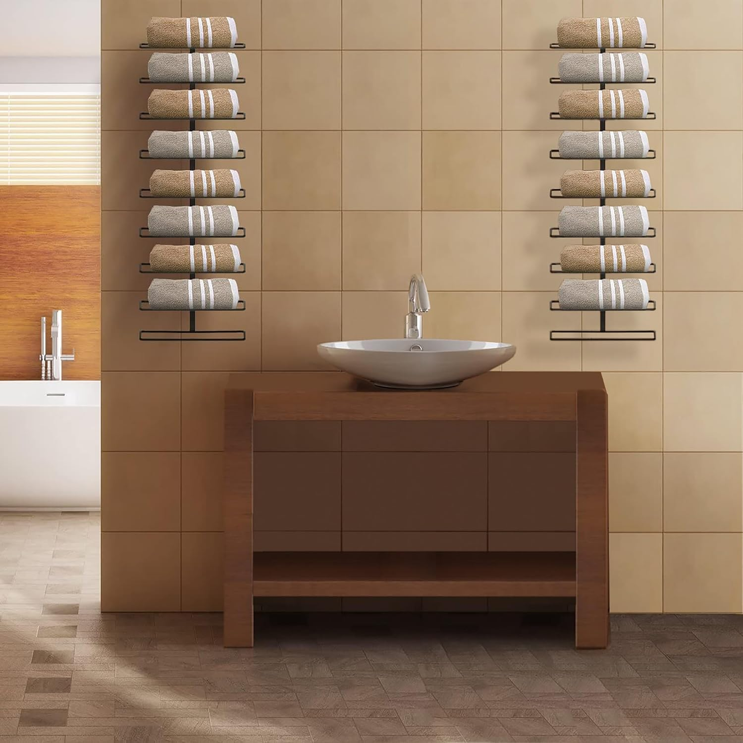 Sorbus Wall Mount Wine Rack - 18 Level Wine Rack Wall Mounted for Wine Bottles, Liquor, Champagne - Black Metal Wine Bottle Holder for Home Bar image number 6