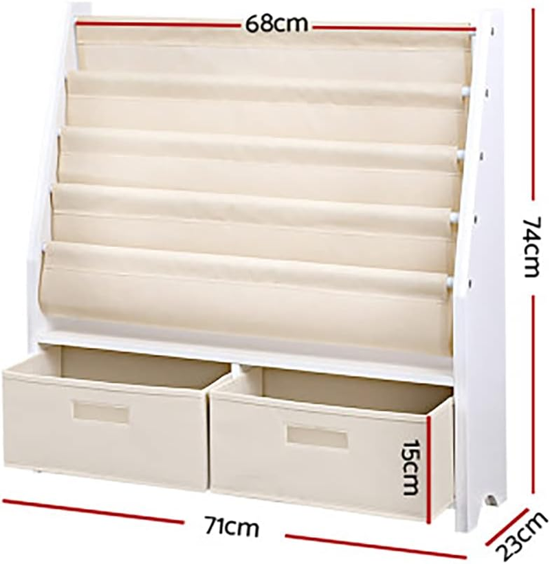 Keezi Kids Bookshelf, 4 Tiers Storage Book Shelf Bookshelves Corner Wall Toy Bookcase Rotating Display Shelves Home Living Room Bedroom Kindergarten Furniture, Safe Rounded Edges White image number 5