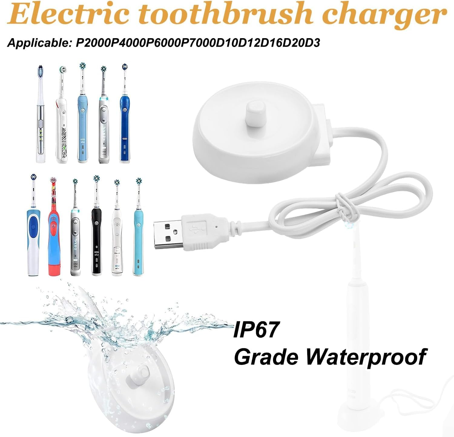 Electric Toothbrush Charger &ndash; Compatible with Oral-B and More, Fast Charging Dock for Electric Toothbrushes image number 3