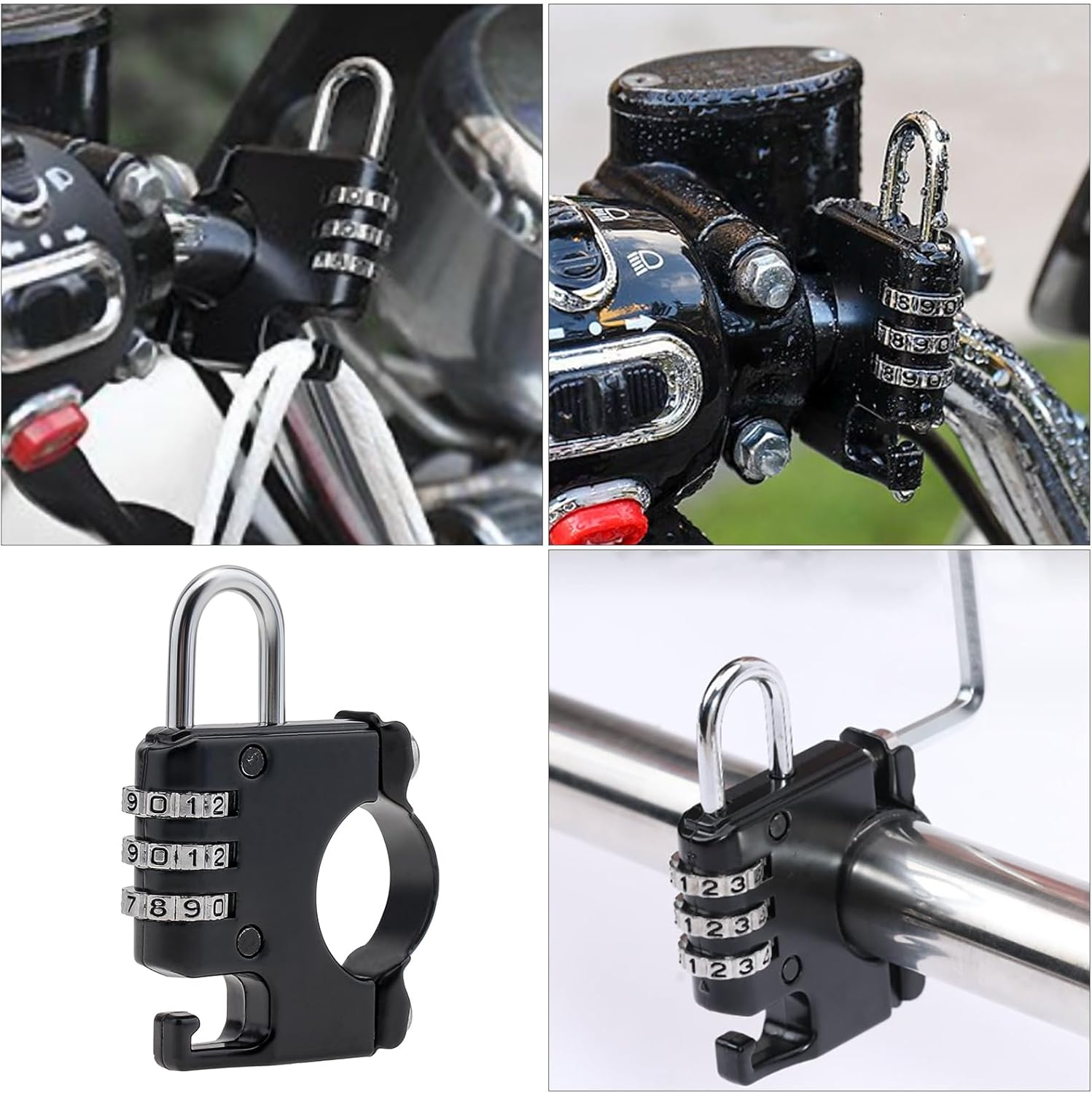 Windance 2PCS Anti-Theft Helmet Lock Combination Password Security Lock for Motorcycle Scooter ATV Bicycles image number 4