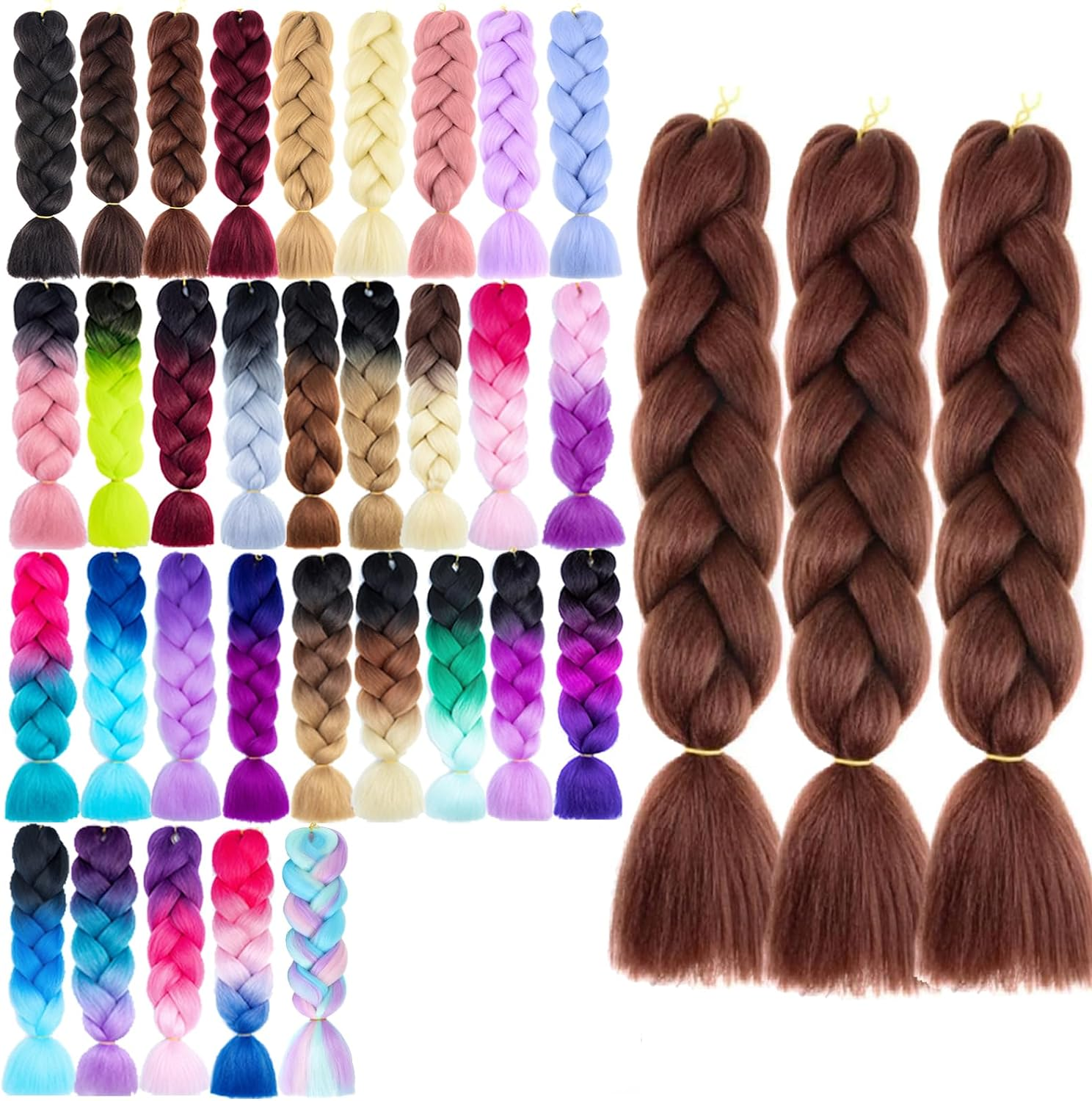 Kanekalon Jumbo Braiding Hair Extensions High Temperature Fiber Crochet Twist Braids 24Inch 3Pcs/Lot (B41)