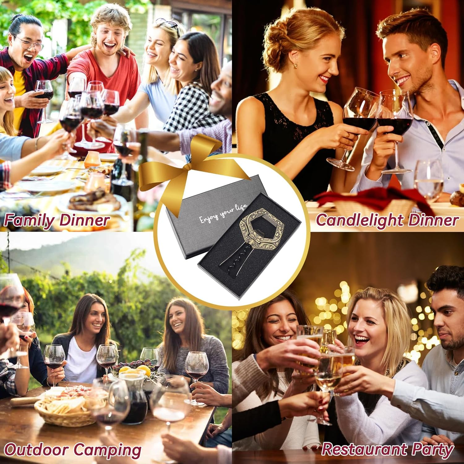 LUCYLANKER Corkscrew Old Wine, Ah so Wine Opener for Vintage Bottles, Two Prong Remover with Beer Bottle Opener, Waiter Corkscrew, Wine Connoisseur Collector for Uncorking (Bronze) image number 6