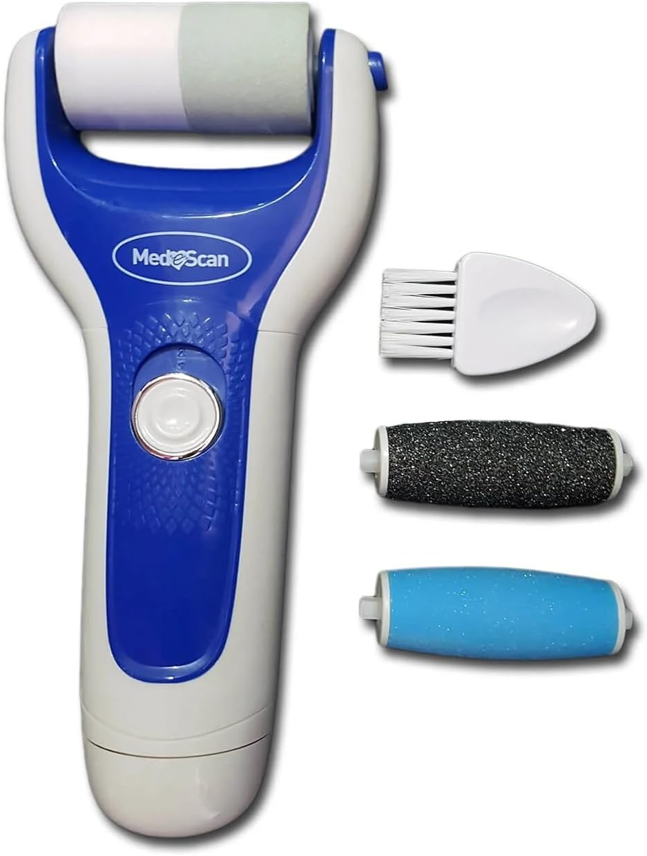 Medescan 2-In-1 Manipedi &ndash; Smooths Rough Heels and Buffs Nails &ndash; Two-Speed Motor with Safety Clutch &ndash; Water-Resistant, Interchangeable Heads, Includes Replacement Set image number 4