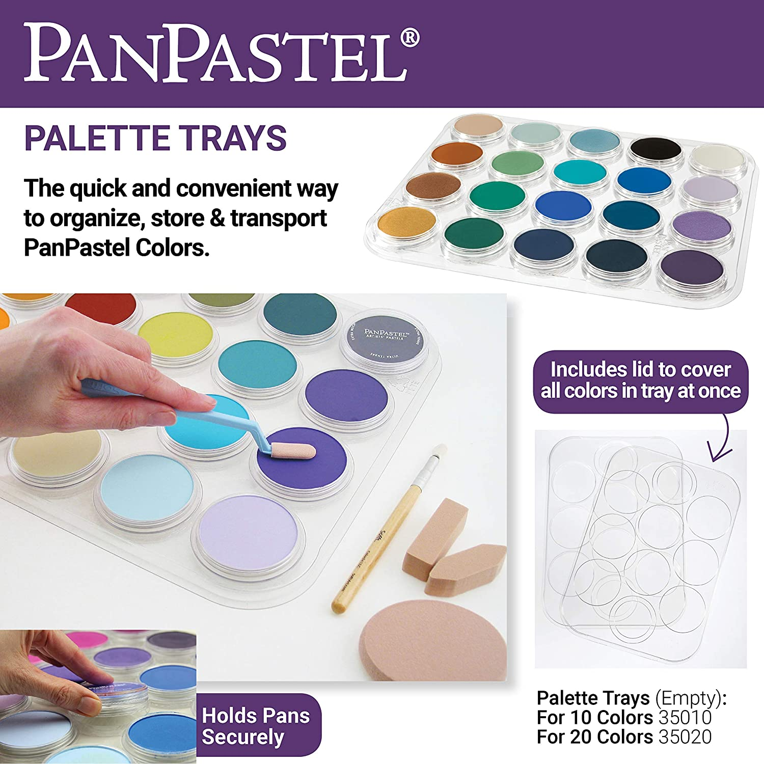 Panpastel PP35010 Palette, Tray with Lid, 10 Colours White 2-Pack image number 3
