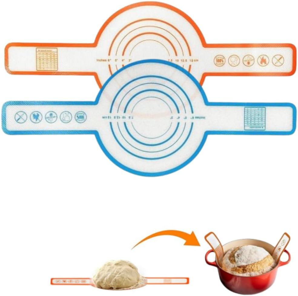 2 PCS Silicone Bread Sling for Dutch Oven, Oven Liners, Heat Resistant Non-Stick & Easy Clean, Reusable Bread Baking Mat with Long Handles, for Transferable Dough Pastry, Placing Bread,2 Colors image number 5