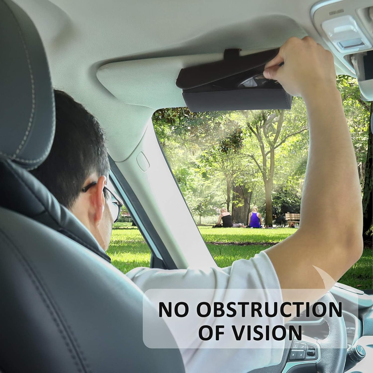 Cozioz Universal Car Visor Sunglasses Holder &ndash; Protective Eyeglasses Organizer with Hidden Magnetic Closure, Auto Accessories for Multiple Glasses (Black) image number 5