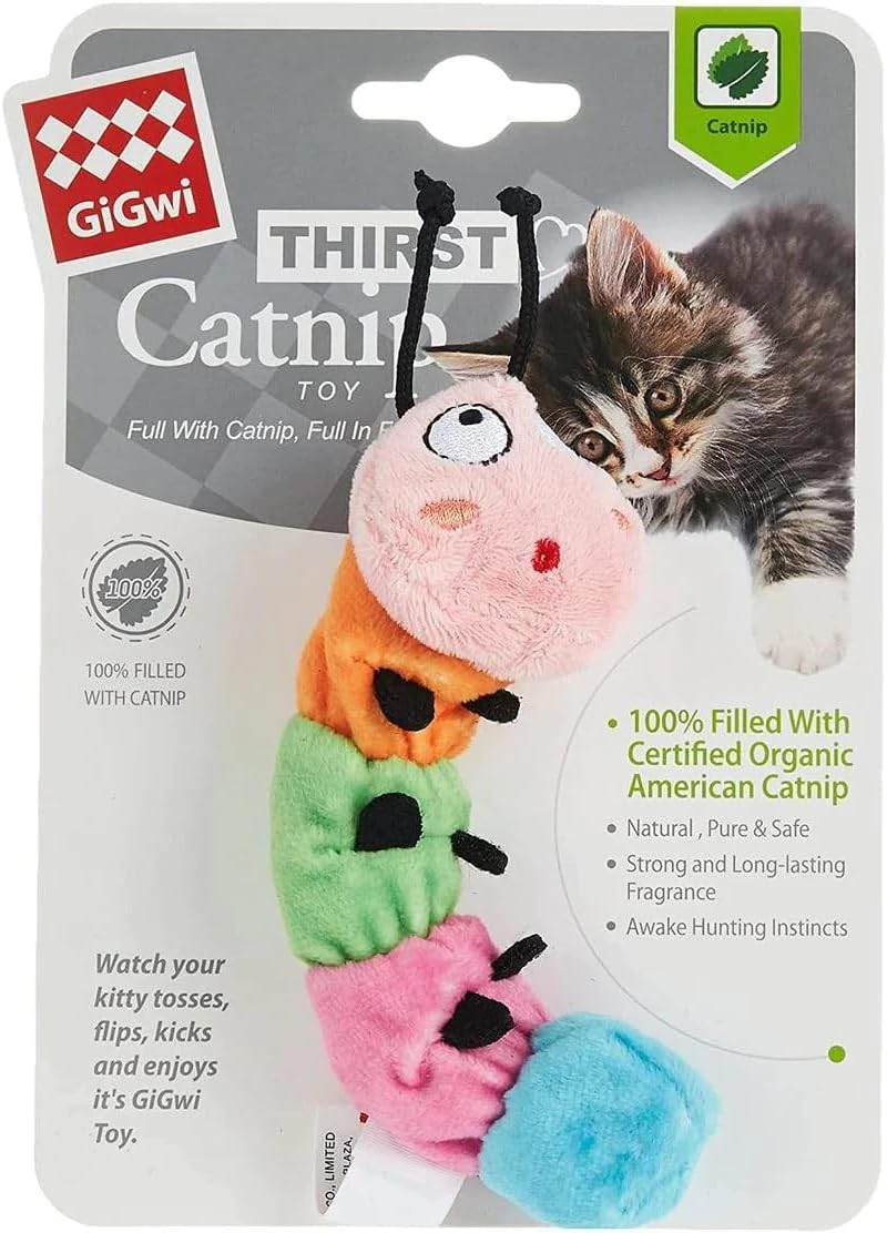 Gigwi Interactive Cat Toy 100% Organic Catnip Catapillar Toy for Cats and Kittens, for Indoor and Outdoor Cats - Multicoloured image number 4
