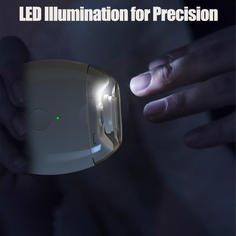 Universal Automatic Fingernail Grinder, Portable 3 in 1 Electric Nail Clippers with LED Light & 3 Speeds, 360&deg; Silent Auto Fingernail Cutter and Polishing Trimmer, for Whole Family (1 PC) image number 4