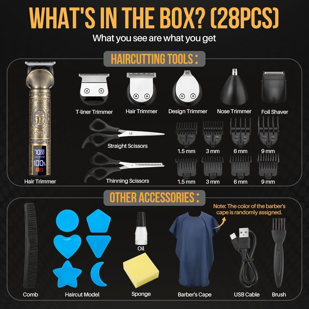 WOTOW 5 in 1 Beard Trimmer for Men - Electric Hair Clipper with LED Display, Rechargeable Trimmer Kit for Nose, Face, Mustache & Body Grooming, Electric Shavers Type-C Fast Charging, Mens Gifts image number 1