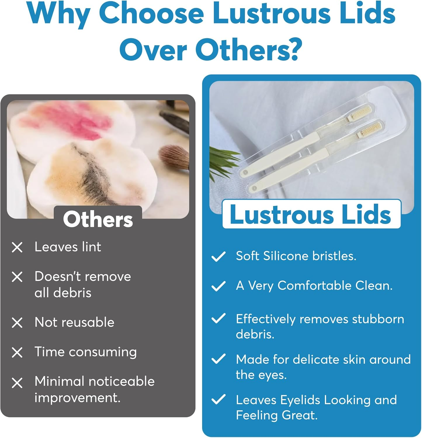 Lustrous Lids Eyelid Cleaner Made from Soft Silicone - Eyelid Margin Scrub Brush - Delicately Cleans Eyelids - Designed for Delicate Skin around the Eyes, Remove Debris and Makeup - (Pack of 2) image number 3